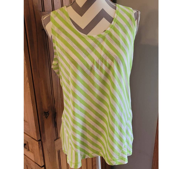 Garnet Hill Green Diagonal Stripe Tank Medium - Picture 1 of 4